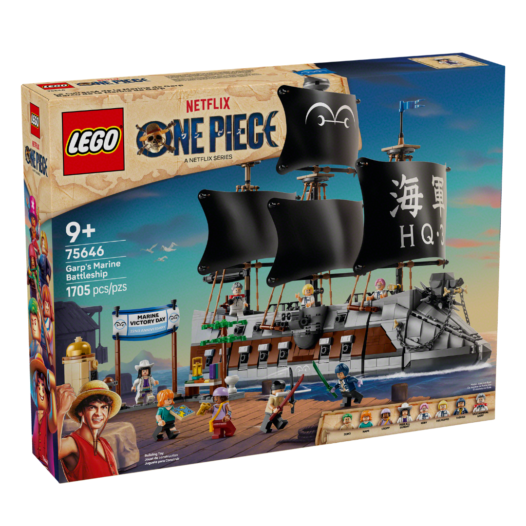 LEGO 75646 Garp's Marine Battleship — 2026 antagonist ship.