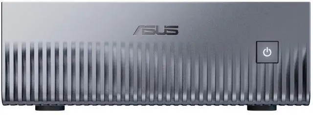 ASUS Ascent GX10 front face, ribbed heatsink and power button