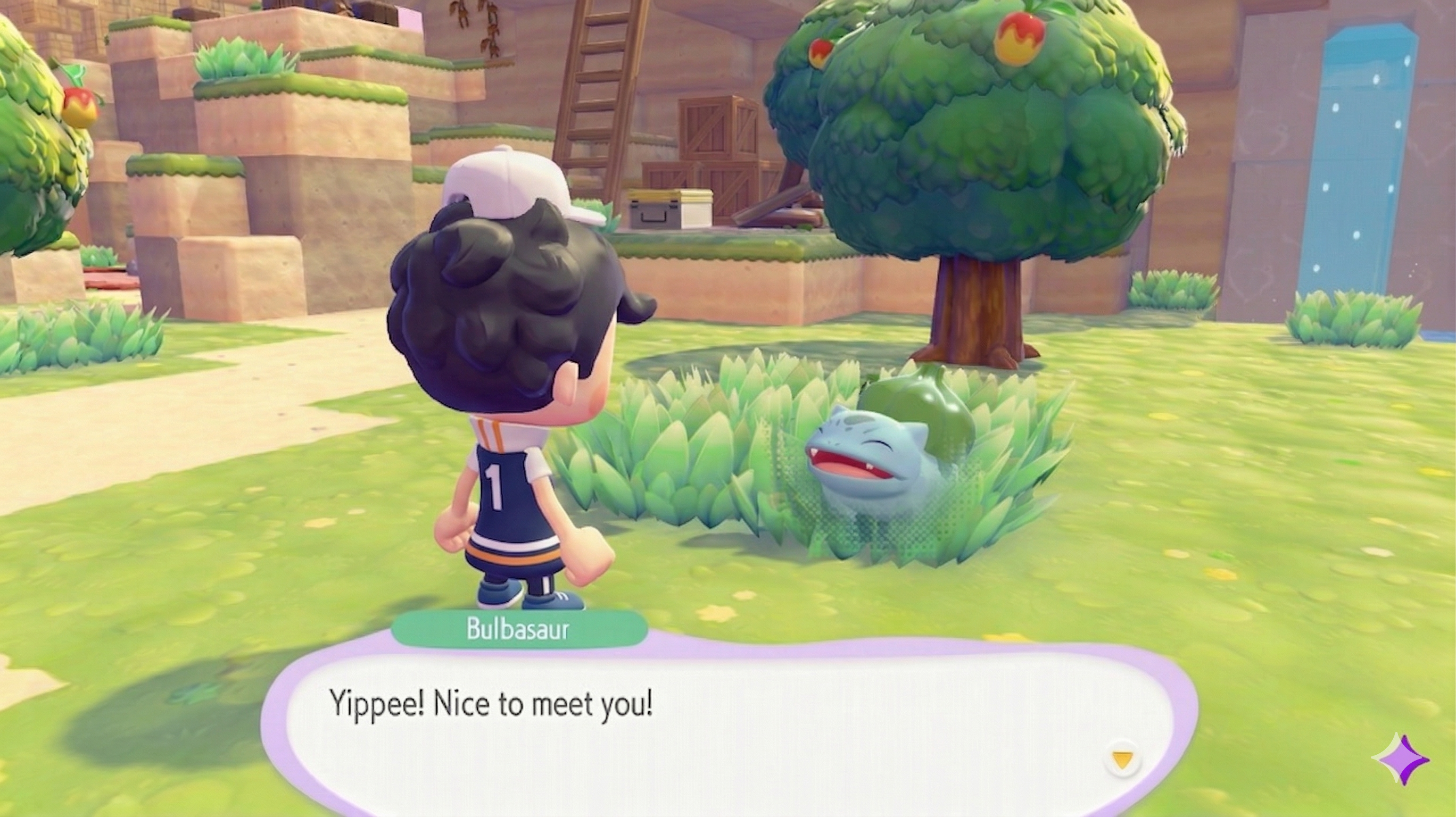 Pokemon Pokopia screenshot showing a built-up area.